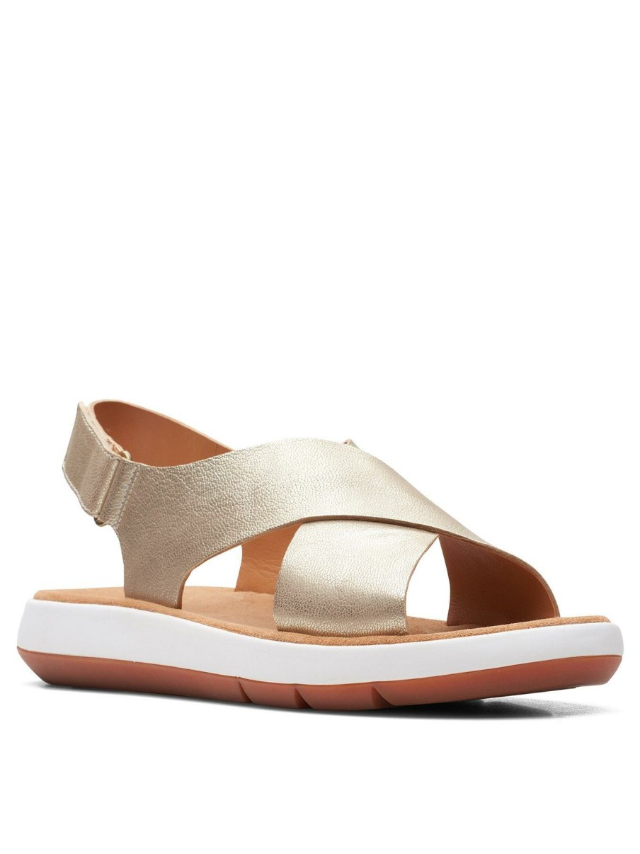 Shoes & Boots * | Clarks Jemsa Cross Sandals Champagne Leather