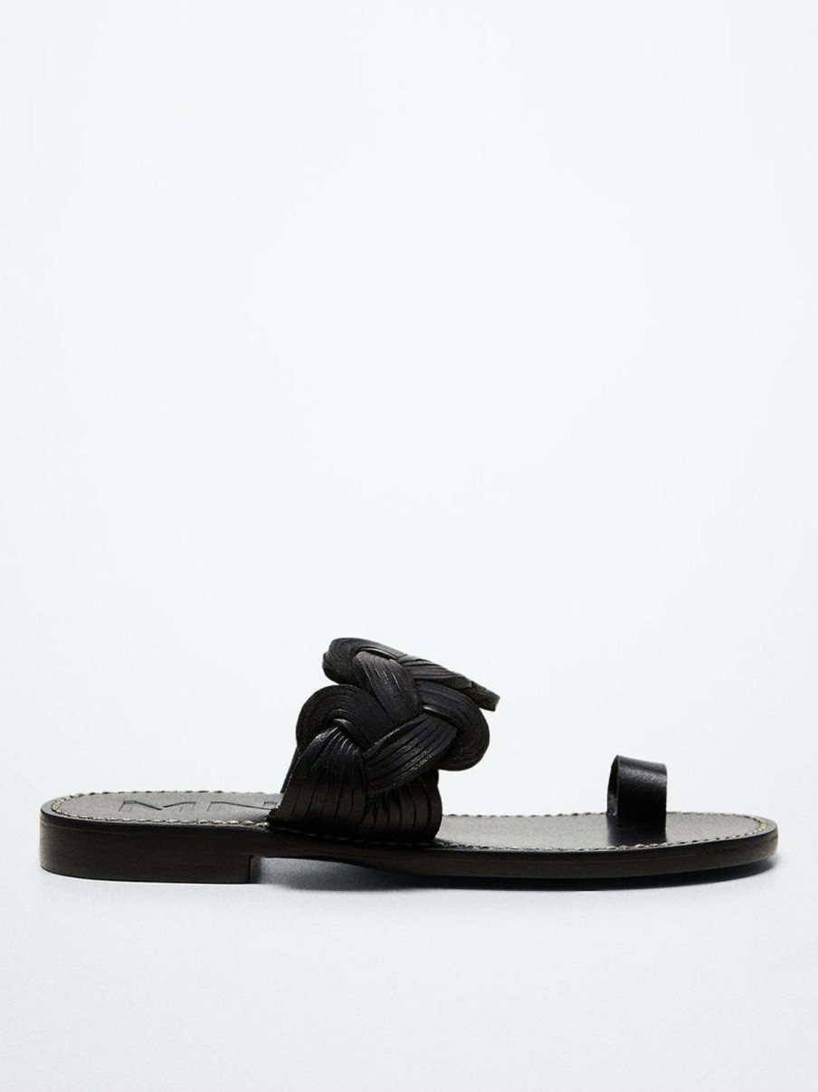 Shoes & Boots * | Mango Plait Detail Slider Black