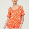 Tops & T-Shirts * | V By Very Cold Shoulder Banded Hem Top Floral