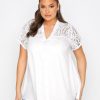 Tops & T-Shirts * | Yours Clothing Lace Insert T-Shirt Blouse White