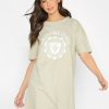 Tops & T-Shirts * | Long Tall Sally Slogan Oversized Tunic Green