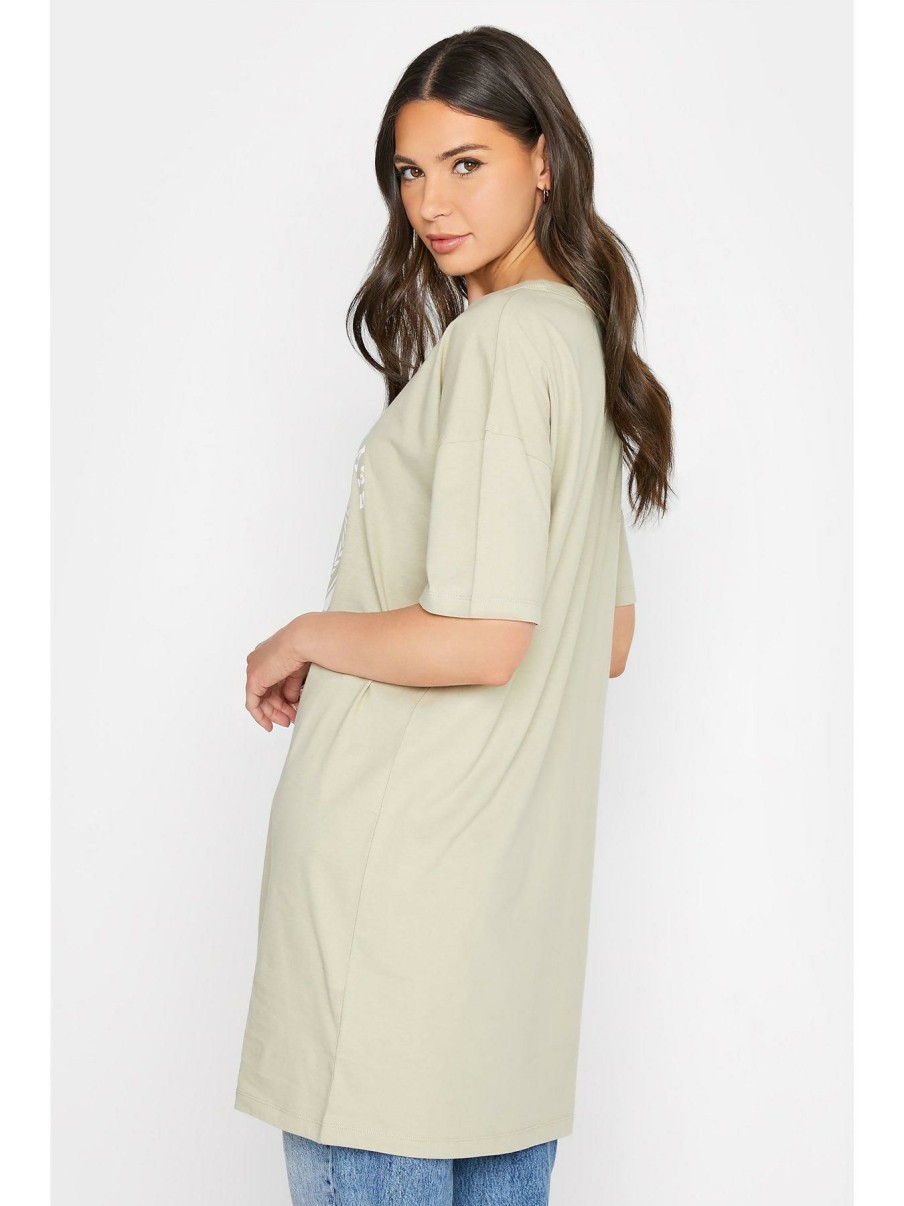 Tops & T-Shirts * | Long Tall Sally Slogan Oversized Tunic Green