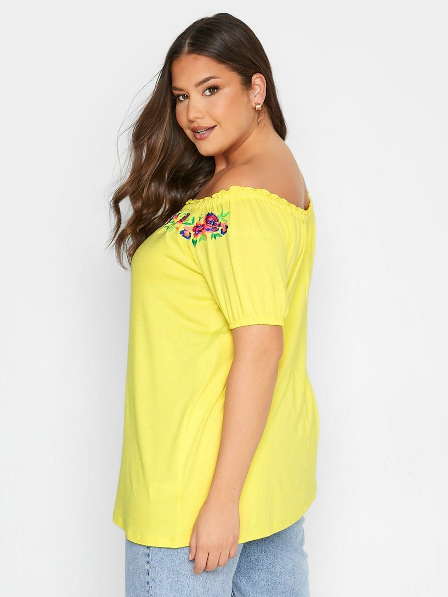 Tops & T-Shirts * | Yours Embroidered T-Shirt Yellow