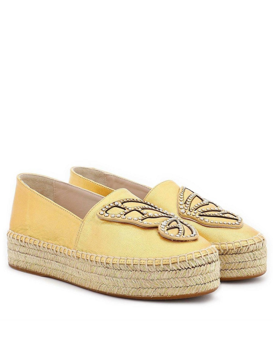 Flip Flops & Sandals * | Sophia Webster Butterfly Espadrille Platform Flats Gold