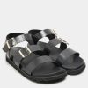 Shoes & Boots * | Yours Clothing Lala Buckle Footbed Sandal Croc Black