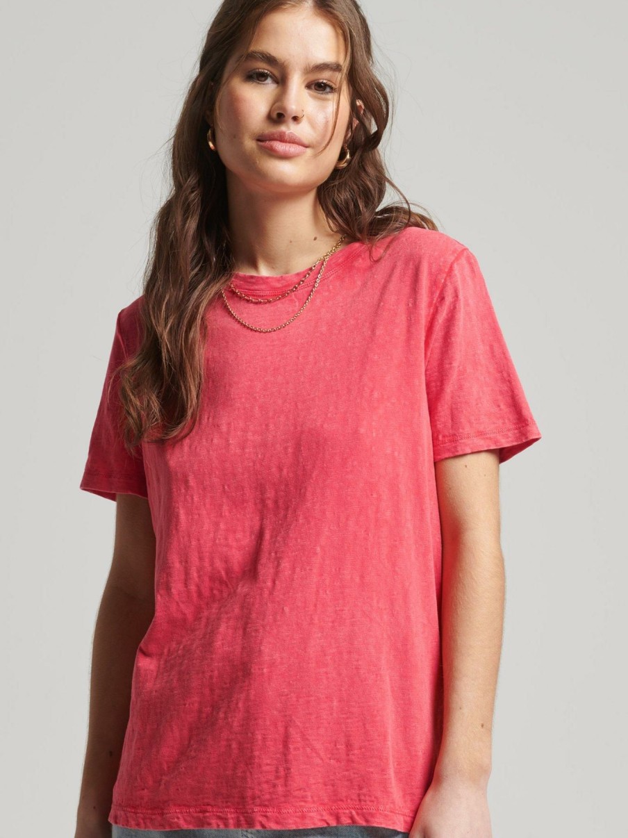 Tops & T-Shirts * | Superdry Vintage 100% Organic Cotton Tee Washed Red