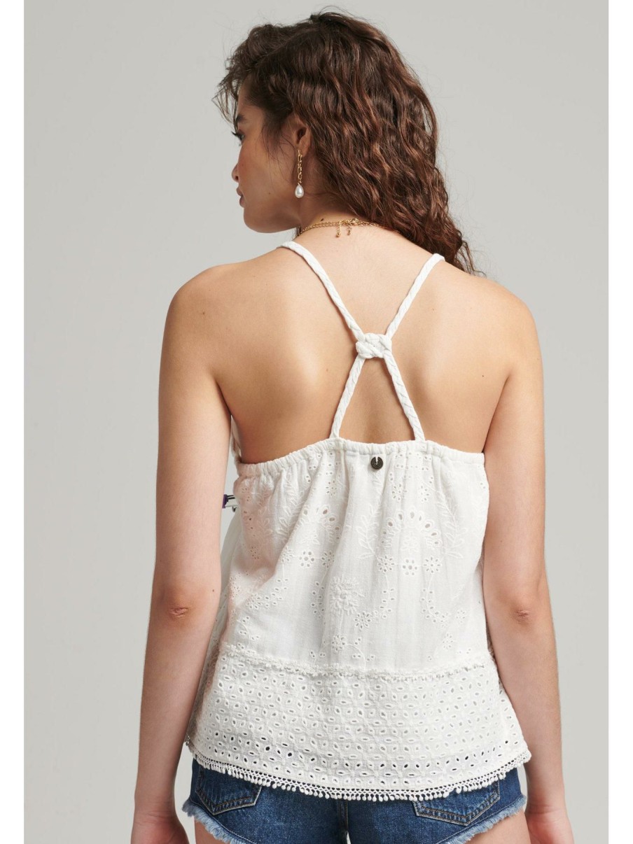 Tops & T-Shirts * | Superdry Vintage Woven Lace Cami -White