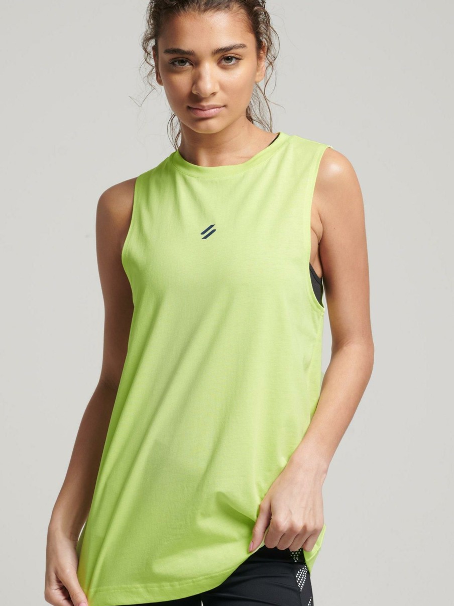 Tops & T-Shirts * | Superdry High Neck Longline Sport Top Yellow