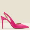 Shoes & Boots * | Sosandar Leather Slingback Court Shoe Hot Pink