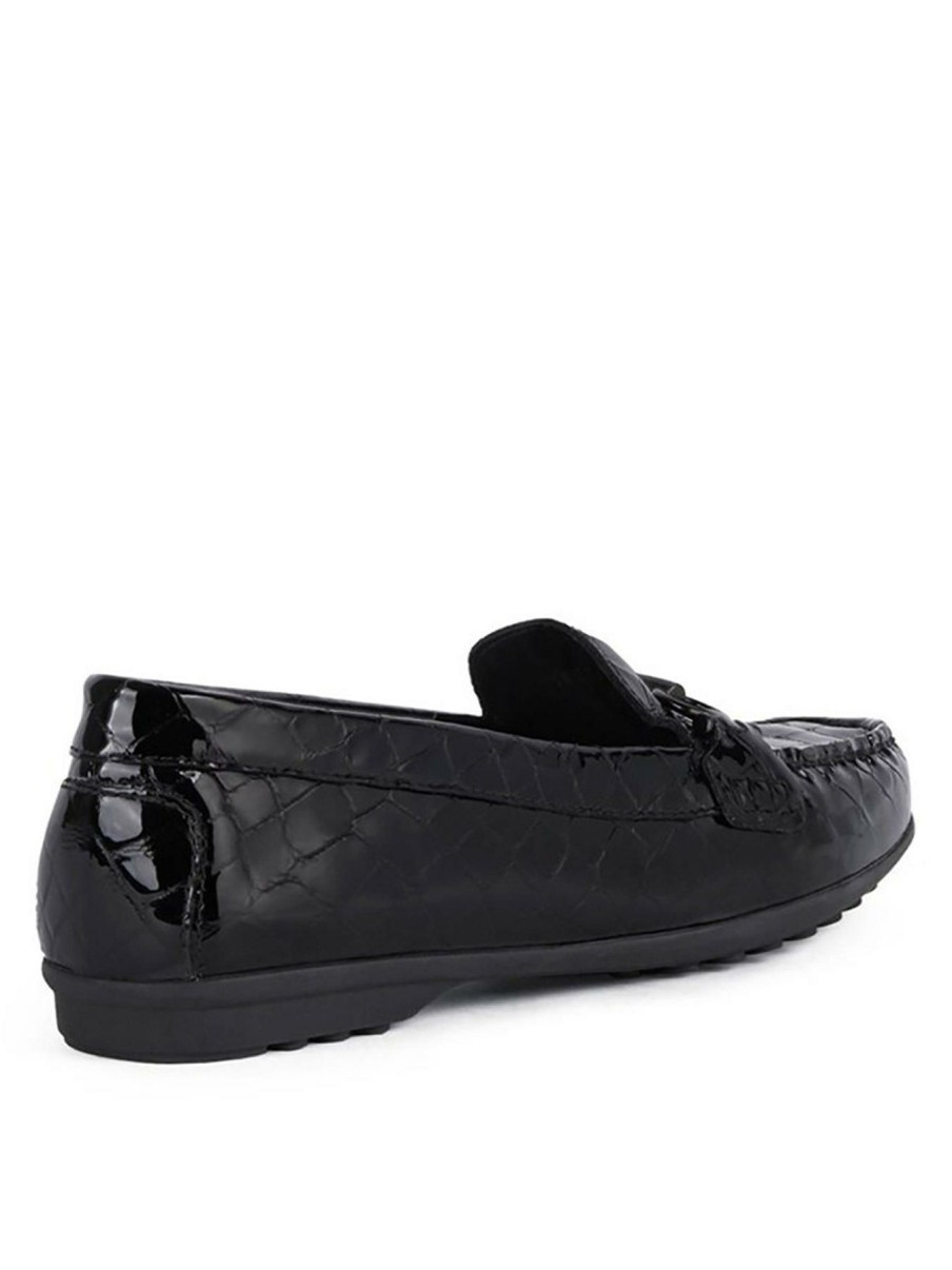 Shoes & Boots * | Geox Eliia Croc Patent Leather Loafers Black