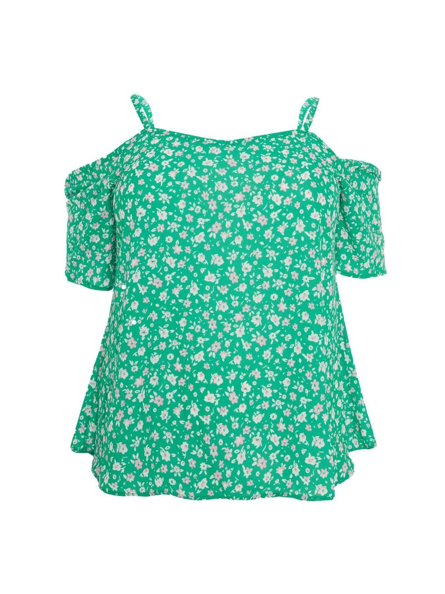 Tops & T-Shirts * | Quiz Curve Curve Ditsy Floral Print Top