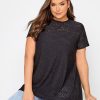 Tops & T-Shirts * | Yours Curve Broidery Swing Tee Black