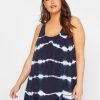 Tops & T-Shirts * | Yours Clothing Crochet Back Tie Dye Vest. Navy