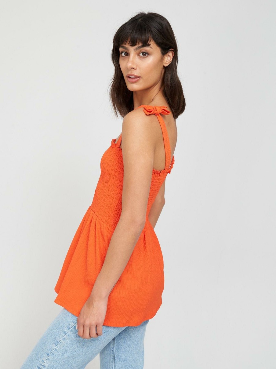 Tops & T-Shirts * | V By Very Tie Shoulder Shirred Bust Cami Orange