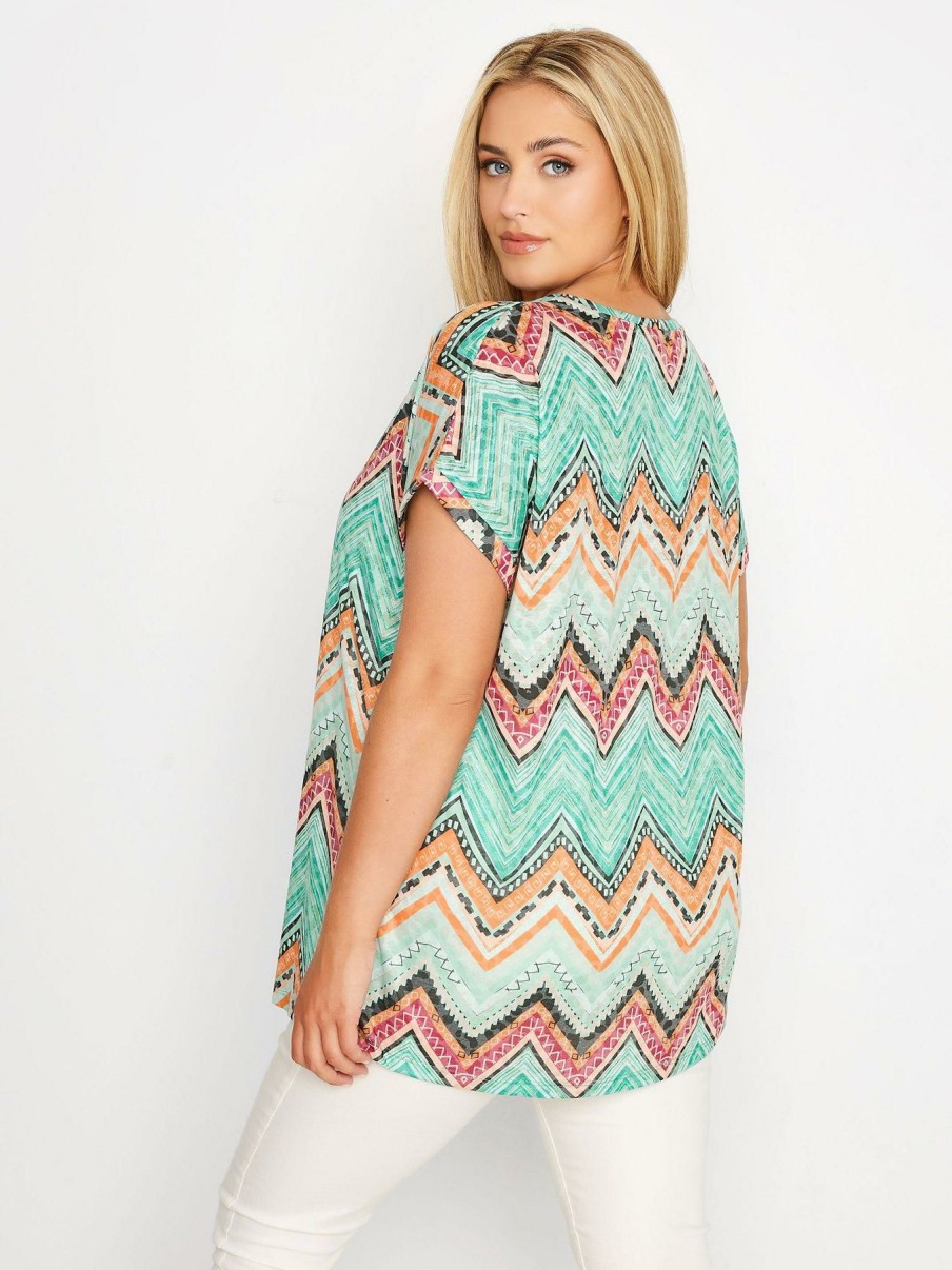 Tops & T-Shirts * | Yours Burnout Zigzag Top