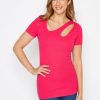 Tops & T-Shirts * | Long Tall Sally Pink Cut Out Detail Tee