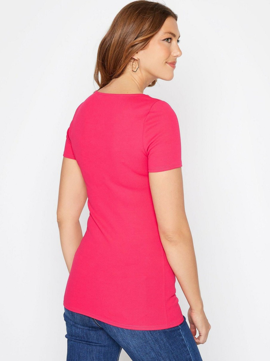 Tops & T-Shirts * | Long Tall Sally Pink Cut Out Detail Tee