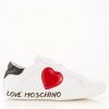 Trainers * | Love Moschino Red Heart Logo Lace Up Trainers White