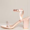 Shoes & Boots * | Chi Chi London Block Heel Diamante Sandal Pink