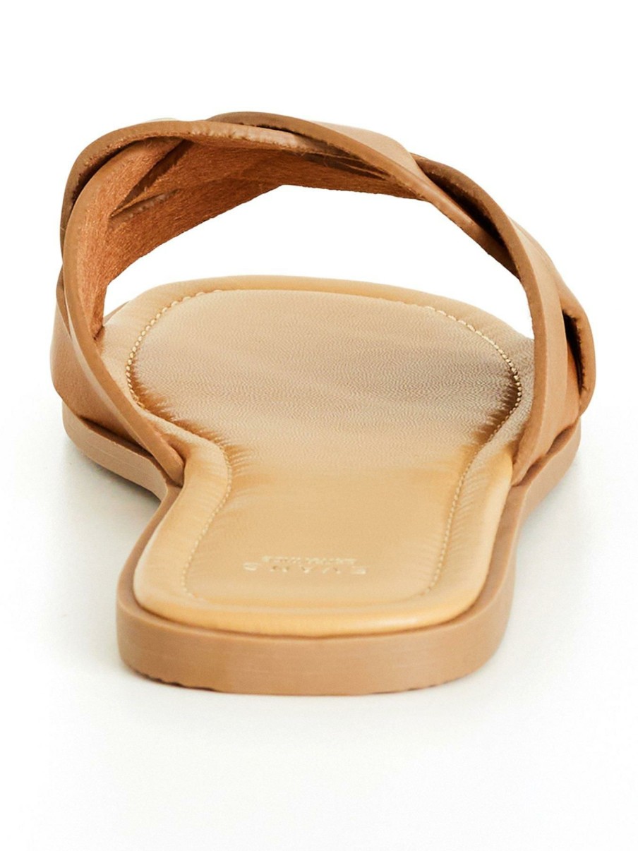 Shoes & Boots * | Evans Extra Wide Fit Avril Cross Slide Tan