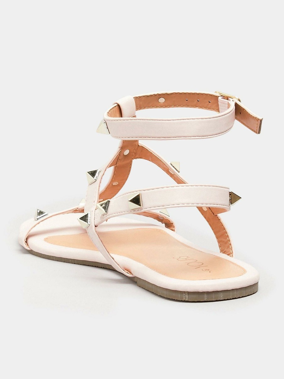 Shoes & Boots * | Yours Clothing Extra Wide Fit Studded Sandal Nude