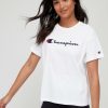 Tops & T-Shirts * | Champion Logo Boxy T-Shirt White