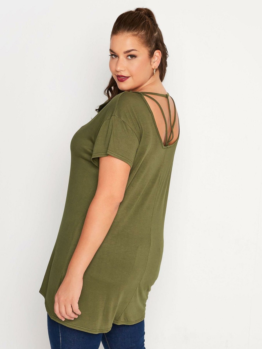 Tops & T-Shirts * | Yours Cut Out Back T-Shirt Khaki