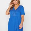 Tops & T-Shirts * | Yours Crochet Trim Tunic Blue