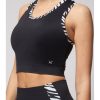 Tops & T-Shirts * | Tlc Sport Performance Tlc Sport Zebra Trim T-Back Crop Top Black