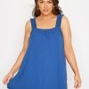 Tops & T-Shirts * | Yours Shirred Vest Top Cobalt