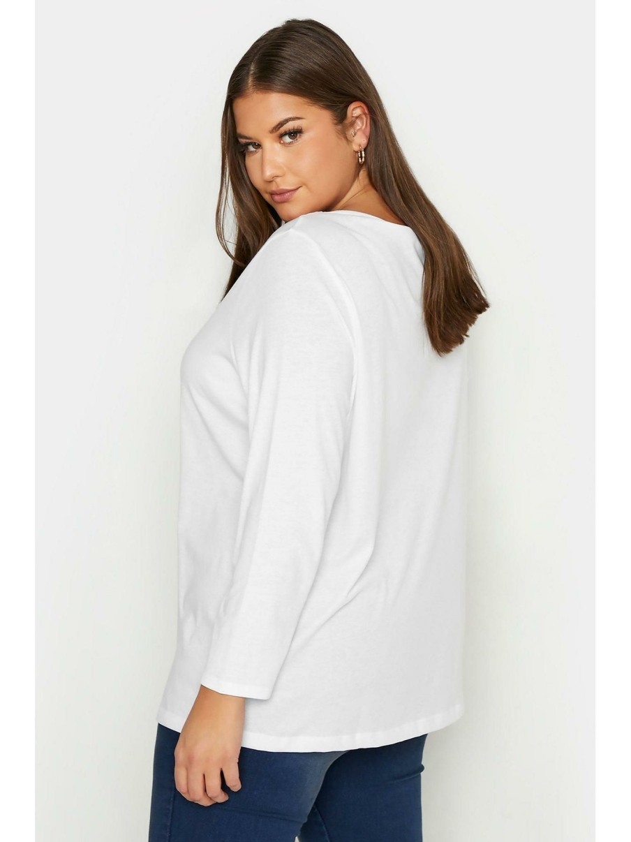 Tops & T-Shirts * | Yours Long Sleeve Scoop Neck T-Shirt White