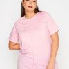 Tops & T-Shirts * | Yours Exposed Seam Tshirt Pink