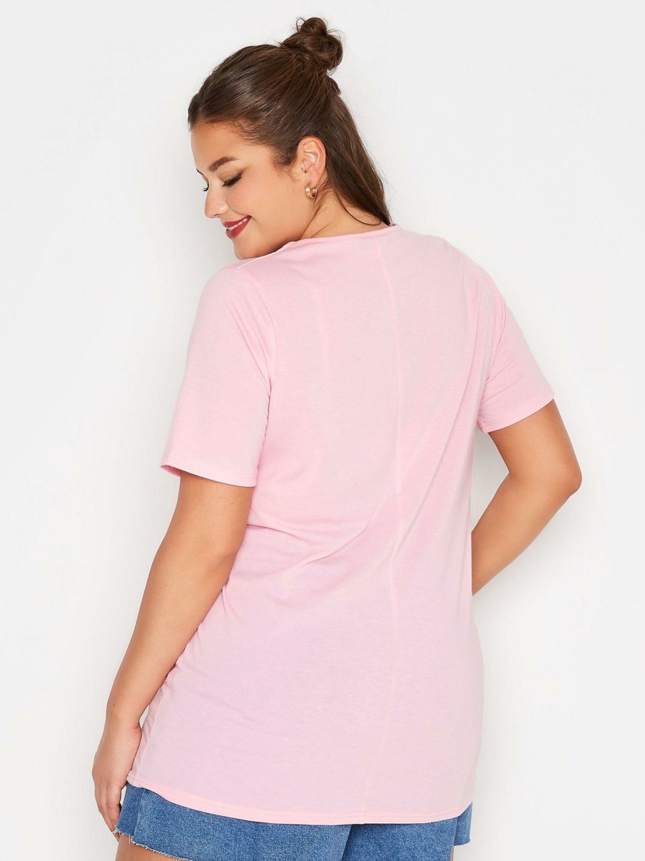 Tops & T-Shirts * | Yours Exposed Seam Tshirt Pink