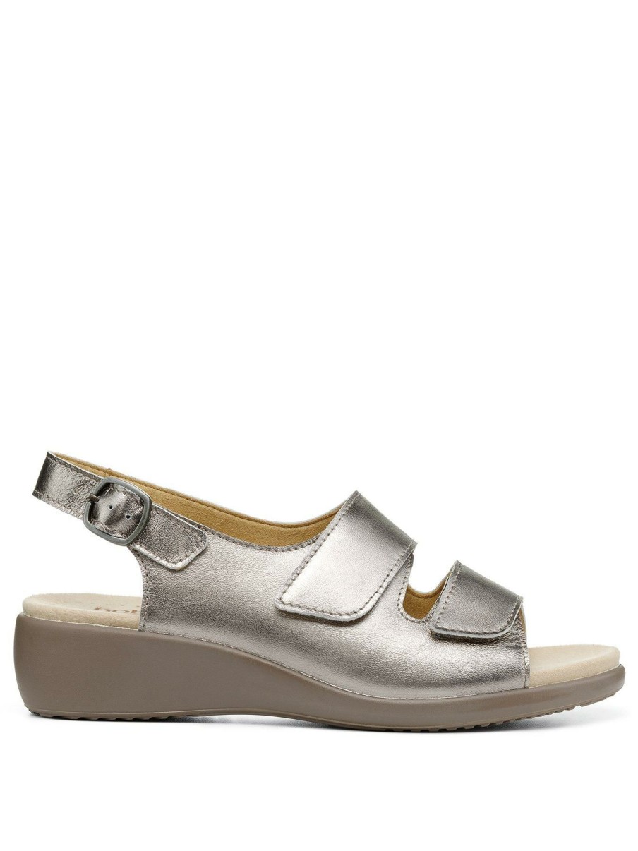 Shoes & Boots * | Hotter Easy Ii Extra Wide Fit Wedge Sandals Pewter