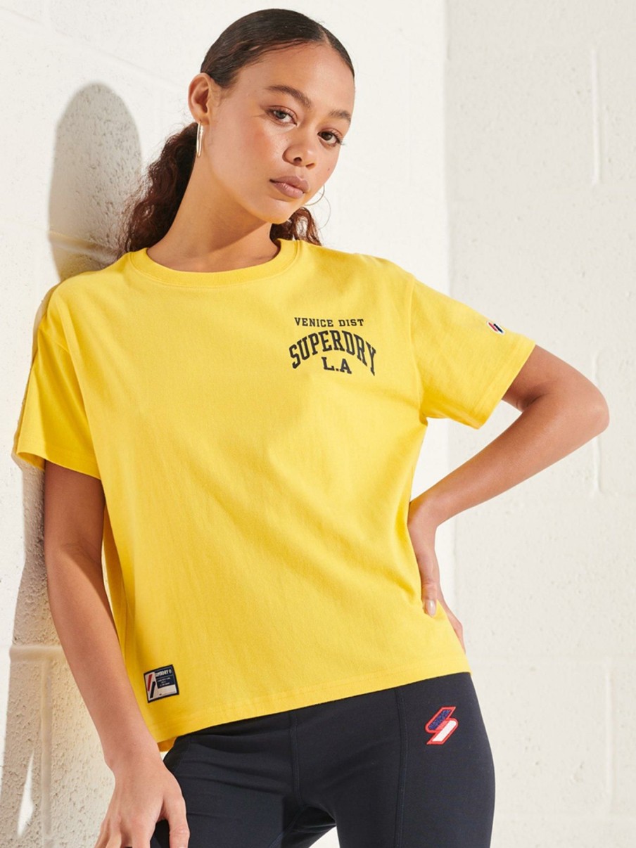 Tops & T-Shirts * | Superdry Varsity Arch Mini Boxy T-Shirt Yellow