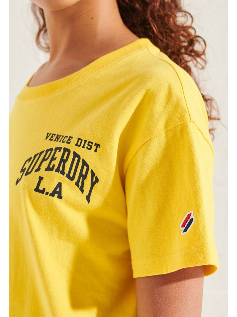 Tops & T-Shirts * | Superdry Varsity Arch Mini Boxy T-Shirt Yellow