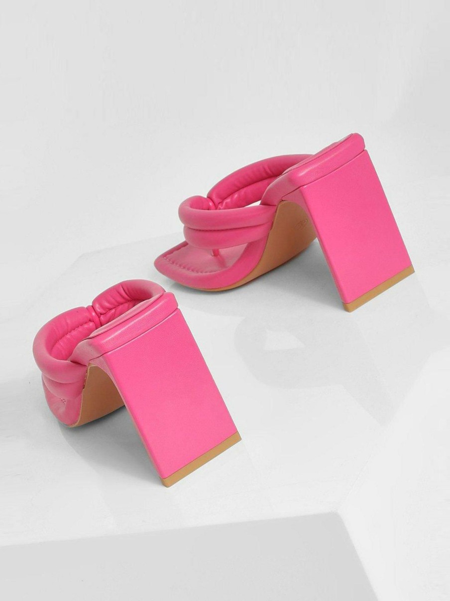 Shoes & Boots * | Boohoo Padded Square Toe Heeled Mule Hot Pink