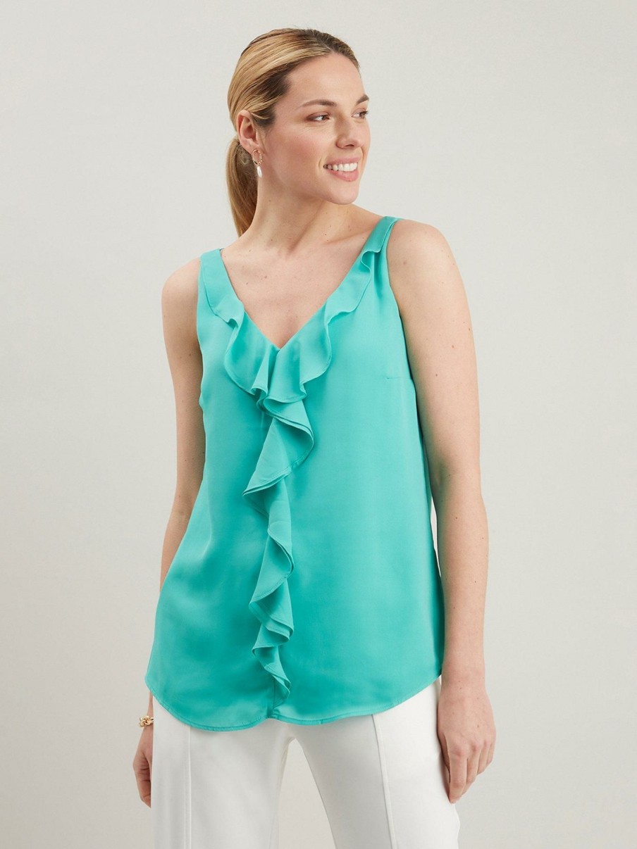 Tops & T-Shirts * | Wallis Ruffle Front Cami Aqua