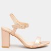 Shoes & Boots * | Yours Extra Wide Fit Block Heel Sandal Gold