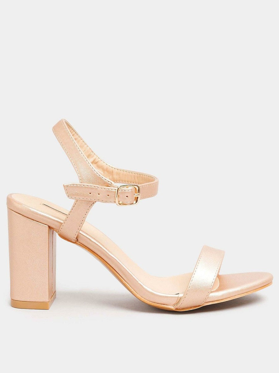 Shoes & Boots * | Yours Extra Wide Fit Block Heel Sandal Gold