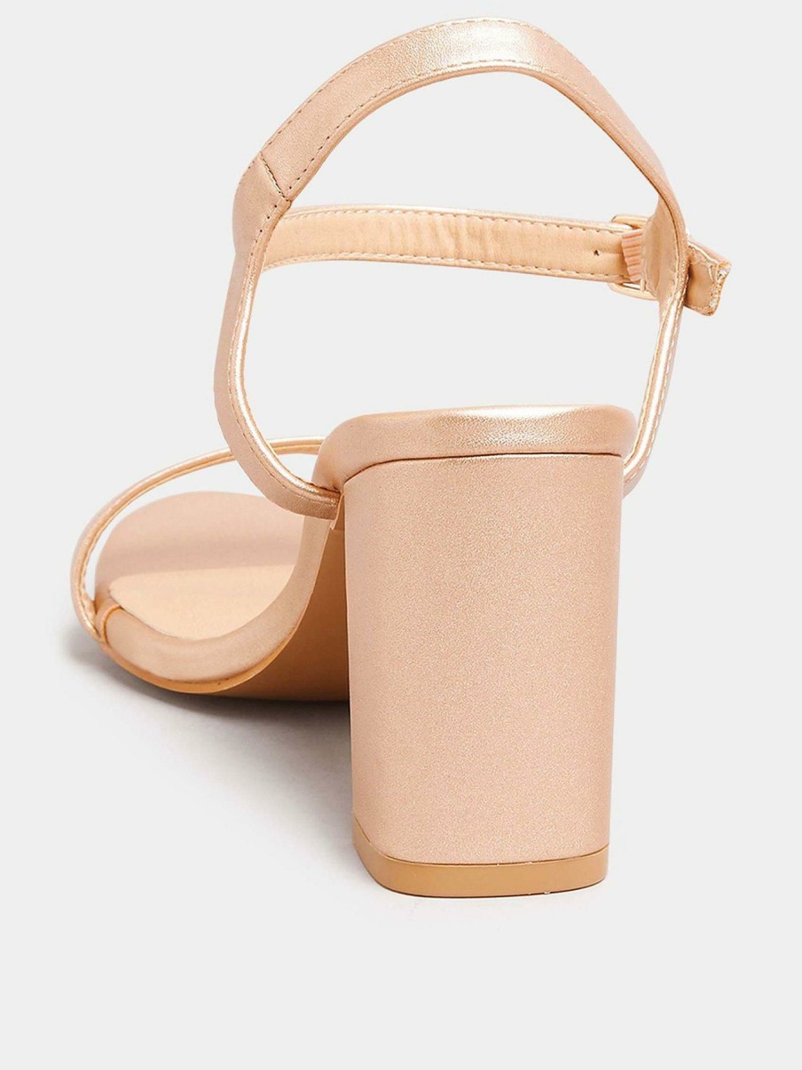 Shoes & Boots * | Yours Extra Wide Fit Block Heel Sandal Gold