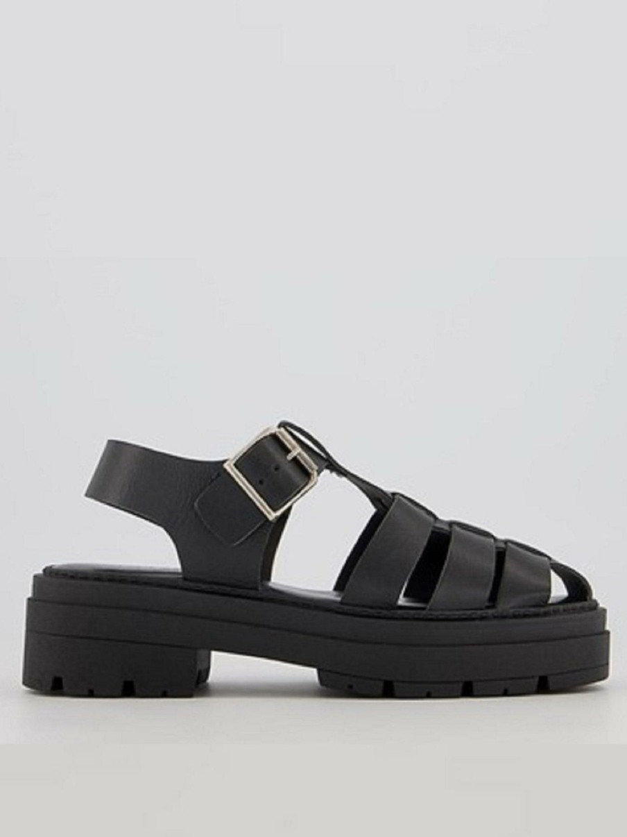 Shoes & Boots * | Office Serenity Leather Fisherman Sandals Black