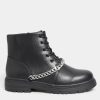 Shoes & Boots * | Yours Extra Wide Fit Chunky Chain Lace Up Boot Black