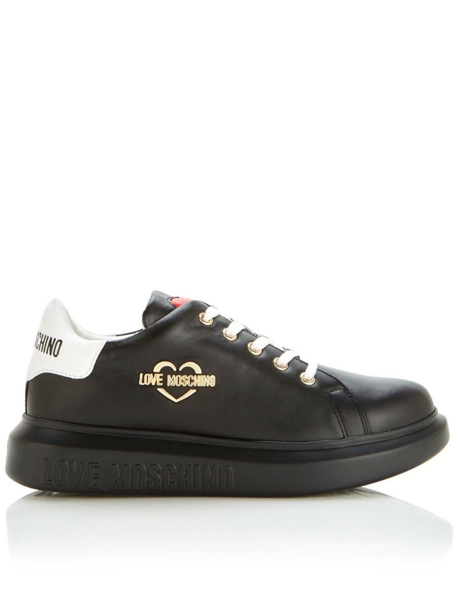 Trainers * | Love Moschino Logo Plaque Platform Sole Trainers Black