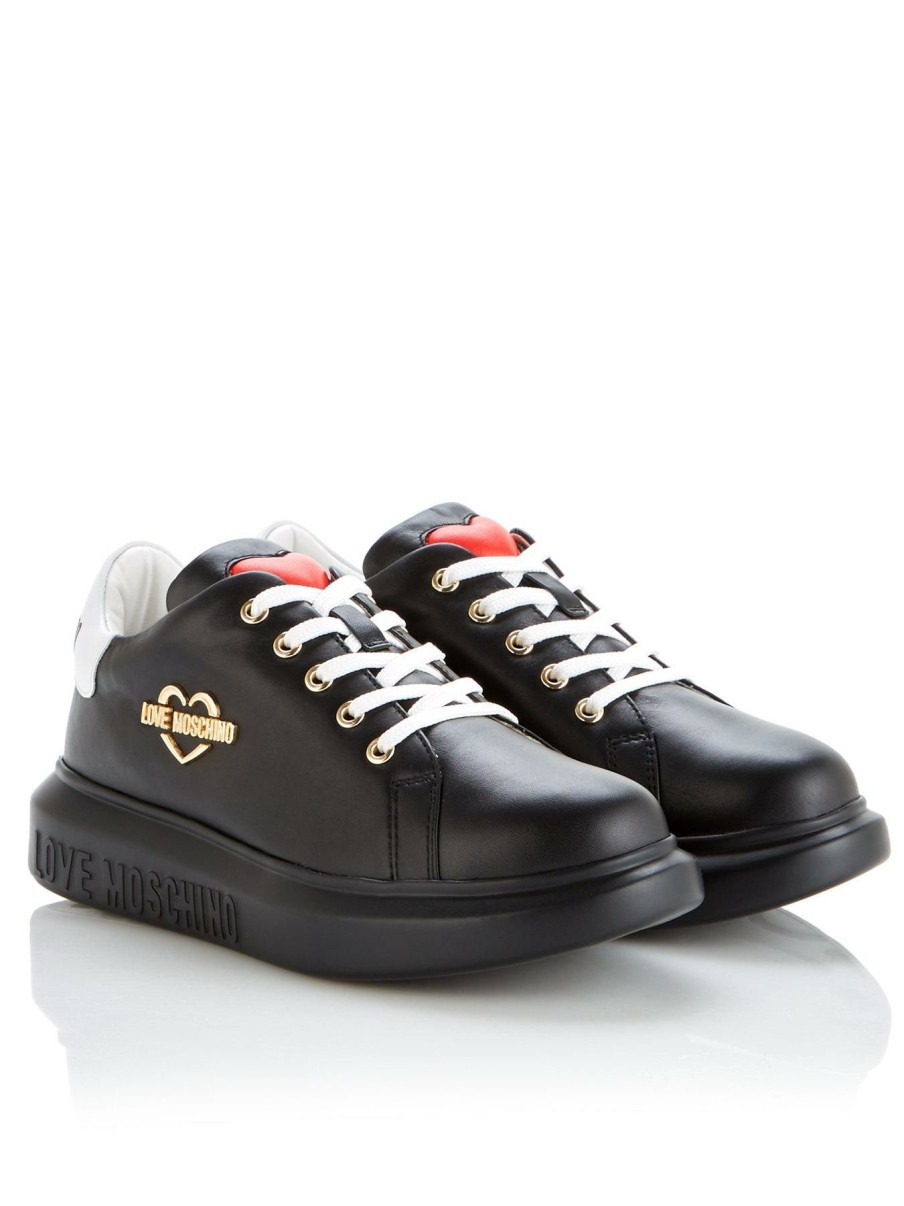 Trainers * | Love Moschino Logo Plaque Platform Sole Trainers Black