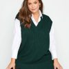 Tops & T-Shirts * | Yours Ribbed V Neck Vest Green