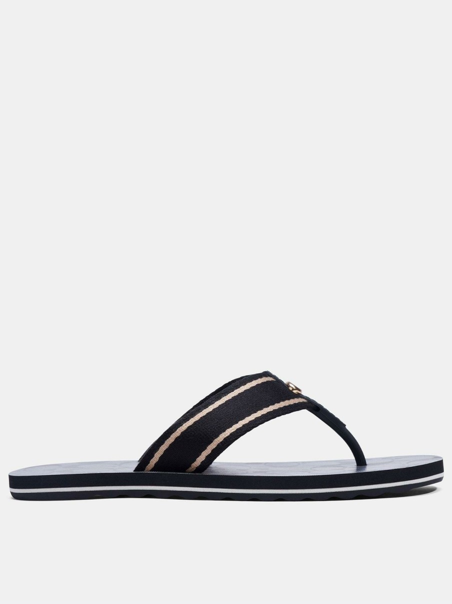 Flip Flops & Sandals * | Coach Zoe Webbed Flip Flops Black