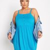 Tops & T-Shirts * | Yours Button Cami Turquoise Blue