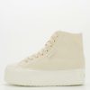 Shoes & Boots * | Superga 2705 Shiny Gum High Top Plimsolls Off White