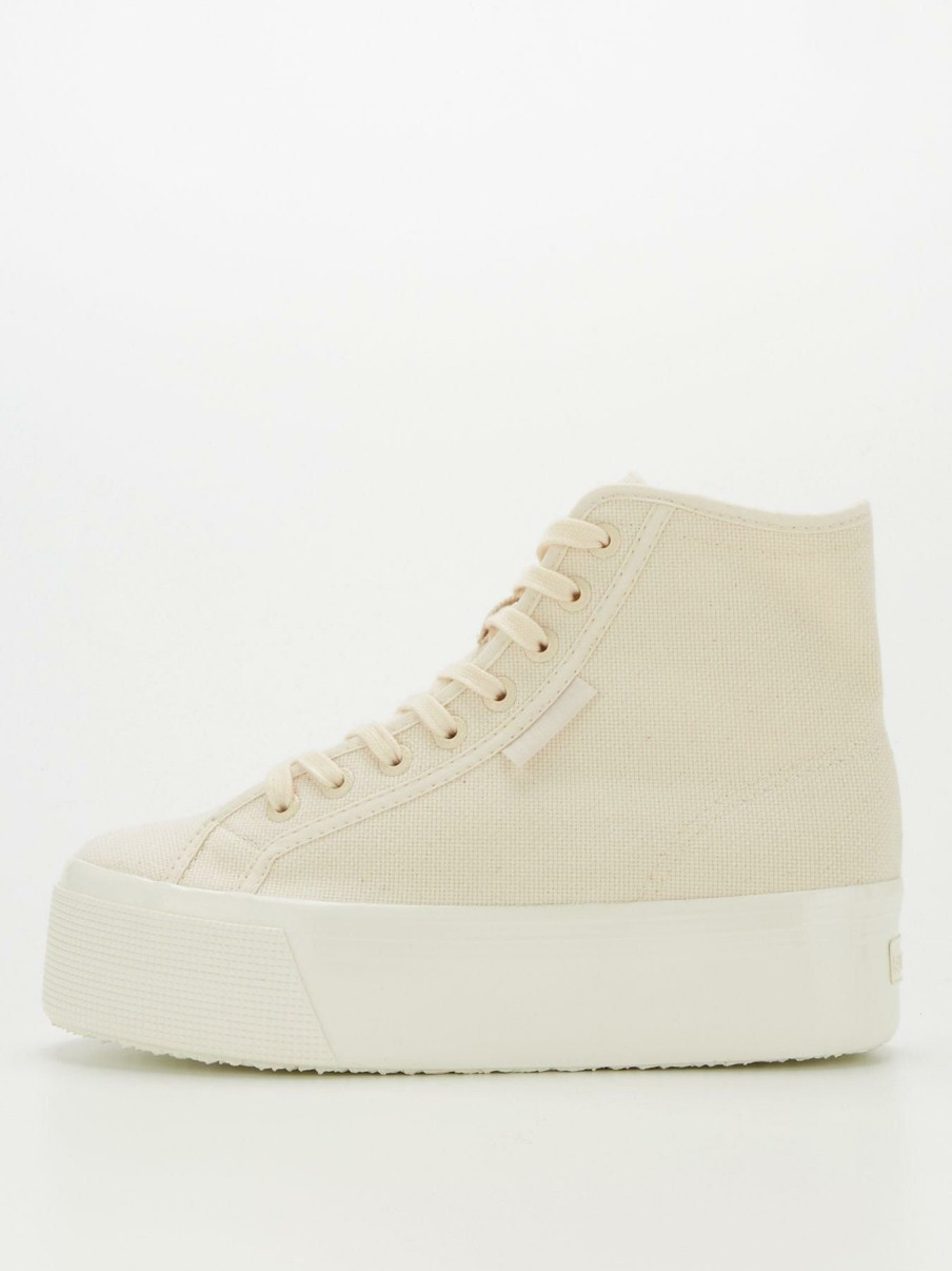 Shoes & Boots * | Superga 2705 Shiny Gum High Top Plimsolls Off White